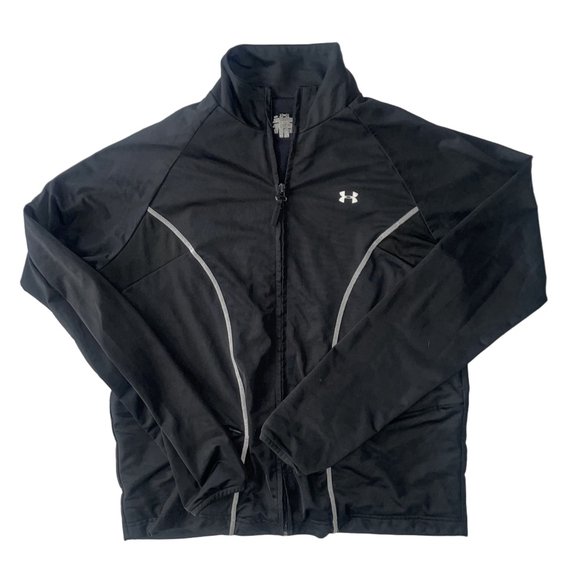 Women’s Under ArmorAdidas Black and White Stripe Performance Jacket Size Medium - Picture 1 of 11